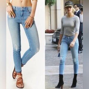 MOTHER Undone Hem Looker Crop Distressed Jeans Cliffhanger Size 28